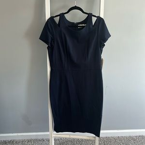 NWT Navy Eliza J cold shoulder dress